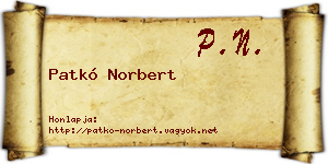 Patkó Norbert névjegykártya