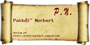 Patkó Norbert névjegykártya